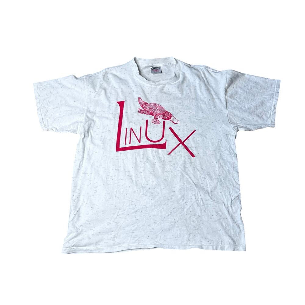 Vintage 90s Linux Rare T Shirt Oneita Single Stitch XL